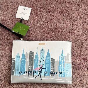 kate spade White and Blue Cityscape Clutch
